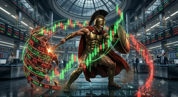 Stoic and disciplined Zero Day Spartan options trader executing option strategies flawlessly